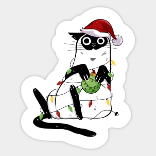 Christmas cat with Santa hat Sticker